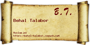 Behal Talabor névjegykártya